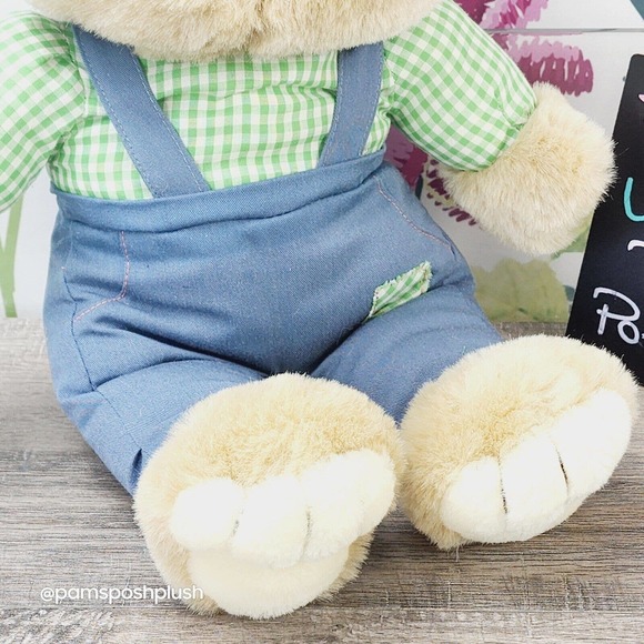 Cuddle Wit Farmer Bunny Rabbit Plush 16" Gingham Plaid Shirt Easter 1992 Bunny - Picture 8 of 12